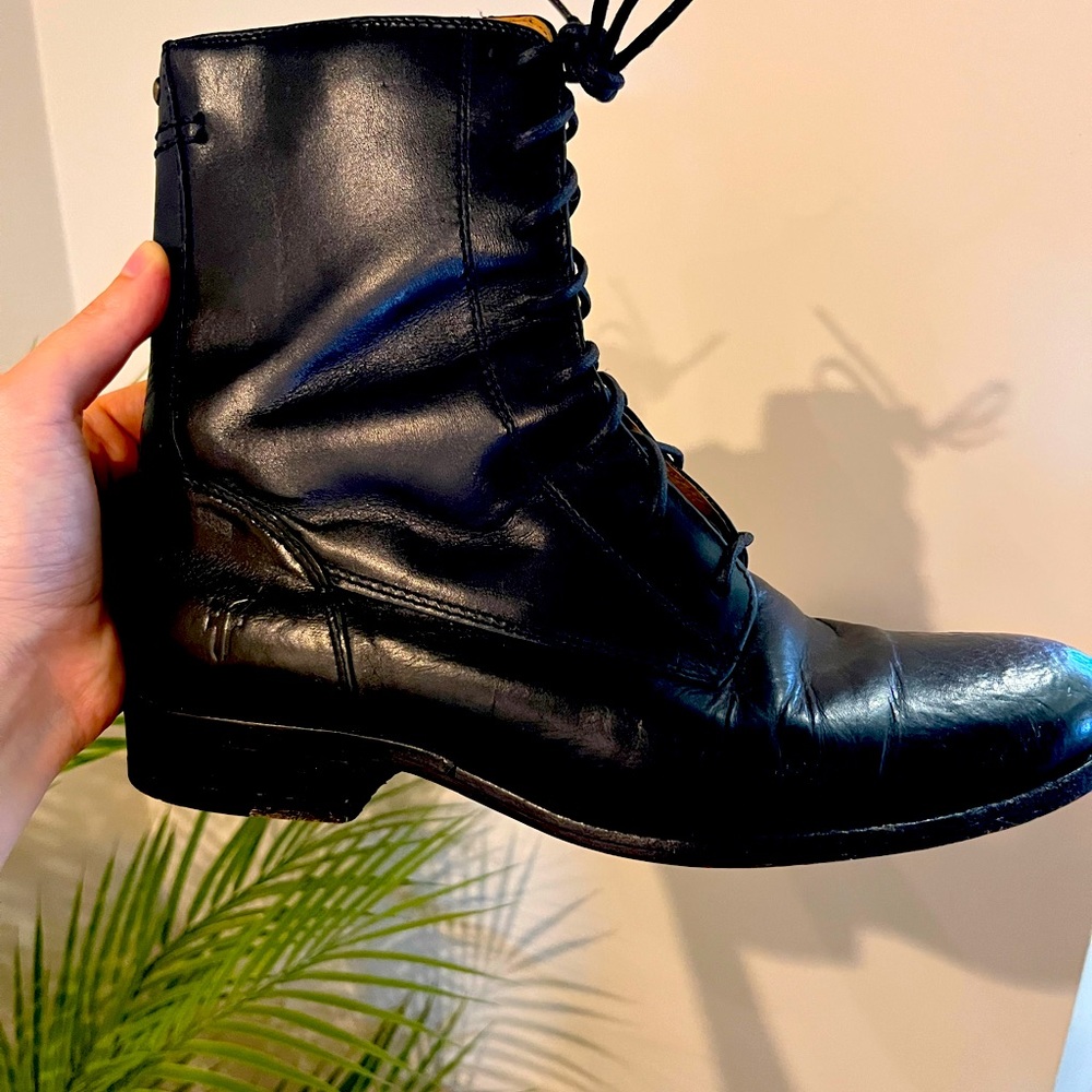Frye Black Leather Moto Boots